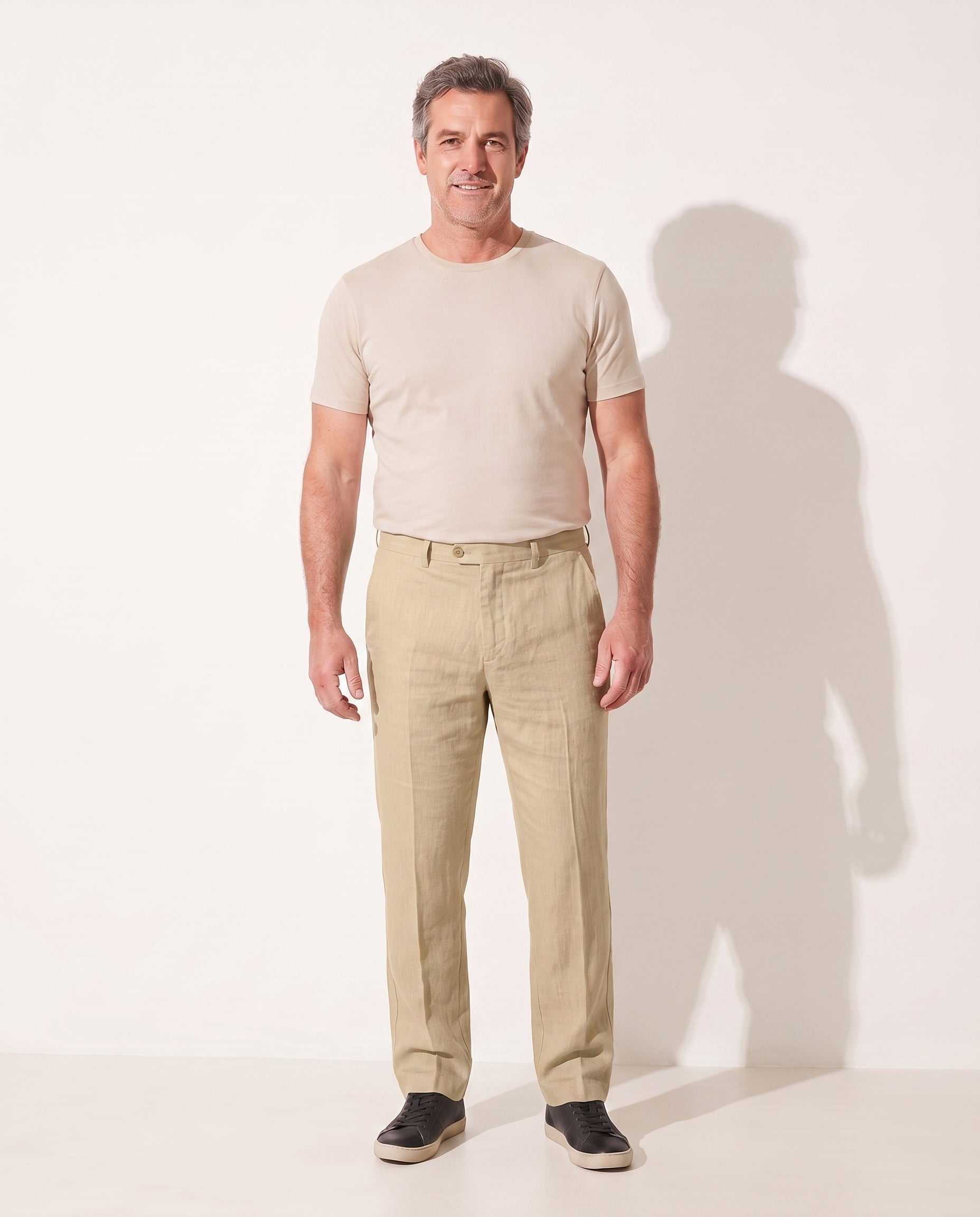 Nikolai | Tailored Mens Casual Slim Fit Pants — Khaki
