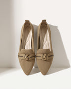 Manon | Pointed Toe Heeled Loafers For Work & Weekends — Khaki