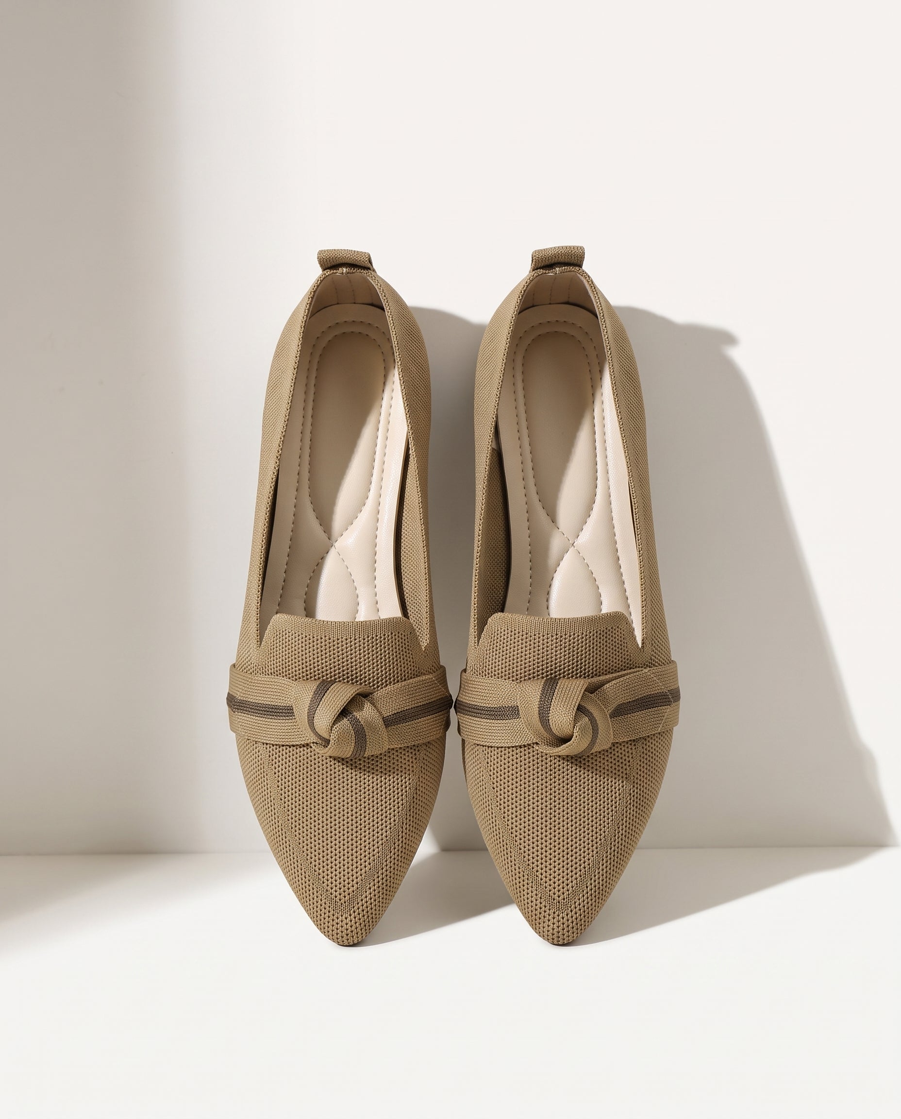 Manon | Pointed Toe Heeled Loafers For Work & Weekends — Khaki