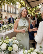 Daphne | Cinderella Cowl Neck Slip Wedding Dress Midi — lifestyle