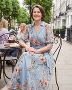 Esmee | Floral Bridesmaid Dresses Flowing Maxi Blue — lifestyle
