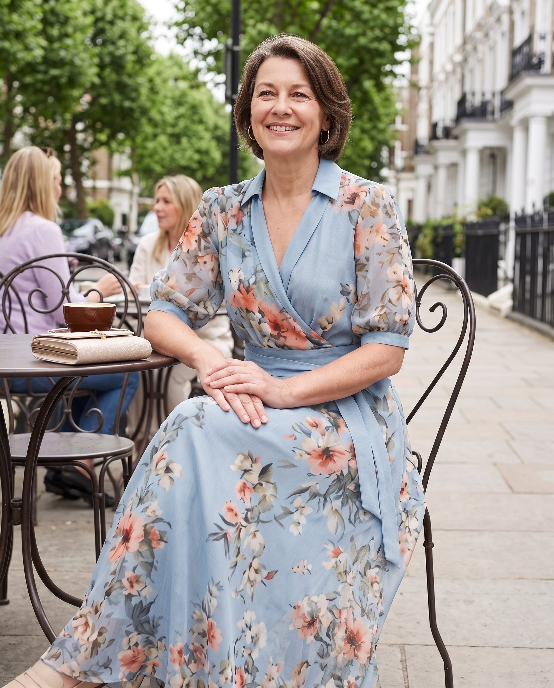 Esmee | Floral Bridesmaid Dresses Flowing Maxi Blue — lifestyle