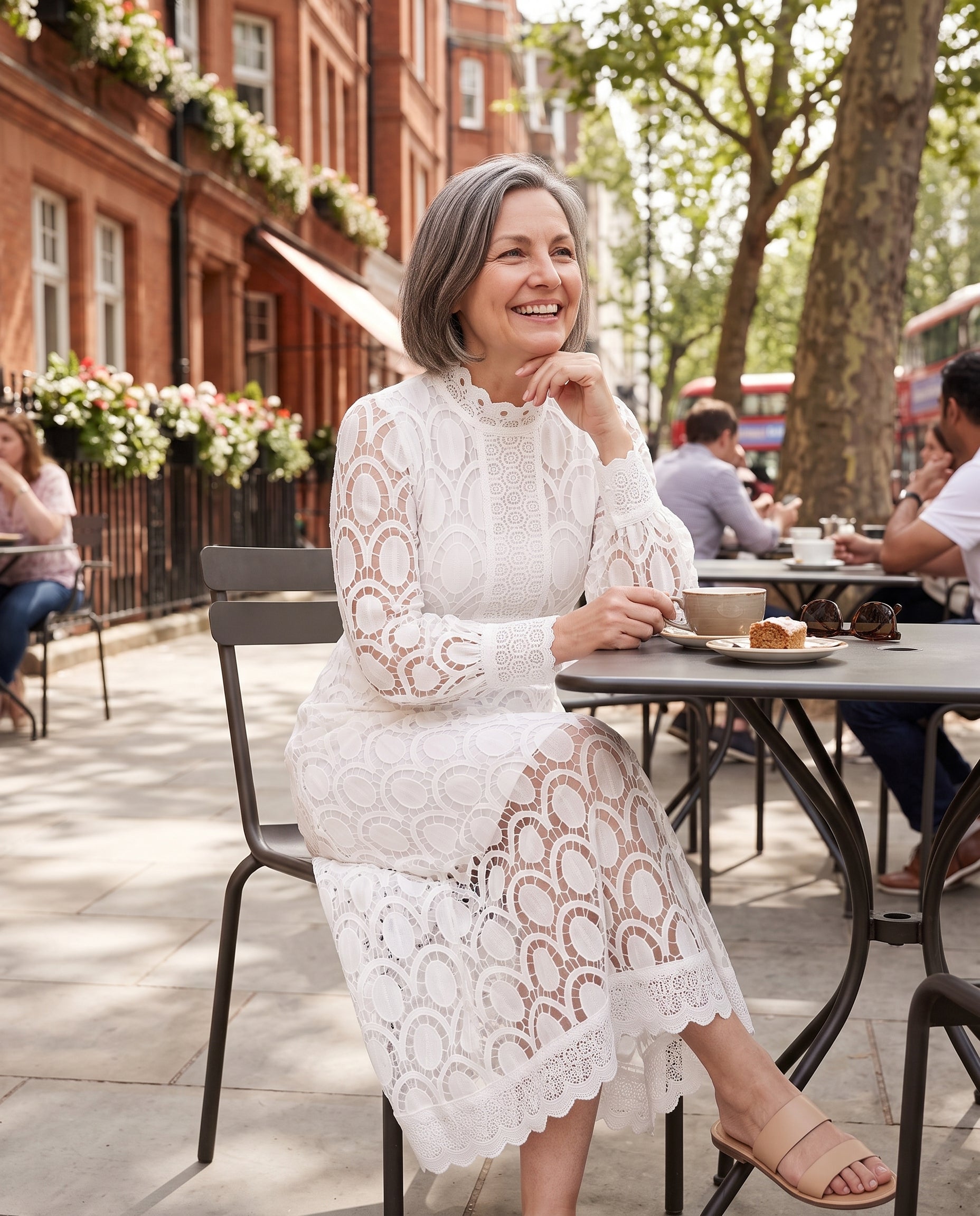Honorine | Long Sleeve Lace Midi Wedding Guest Dresses — lifestyle