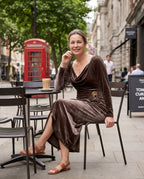 Mirabelle | Formal Midi Dress In Soft Drape Fabric — lifestyle