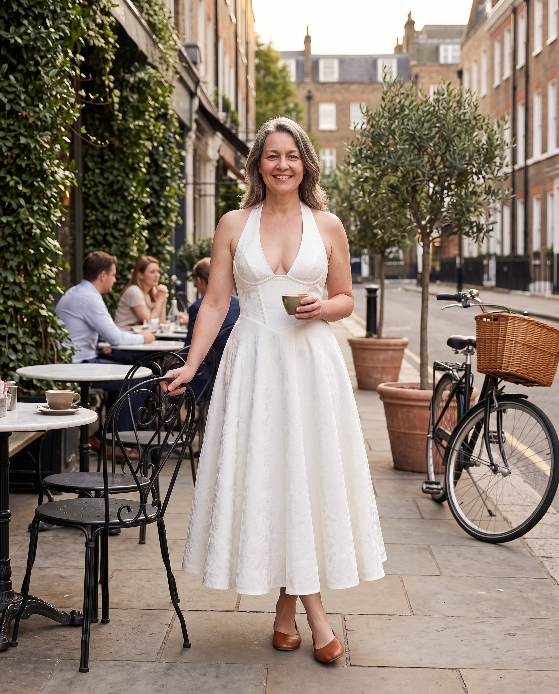 Celeste | Floral Print Halter Neck Midi Dress with Tulle Skirt — lifestyle