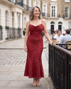 Lucienne | Floral Jacquard Cowl Neck Evening Maxi Dresses — lifestyle