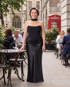 Persephone | Black Corset Dress Strapless Satin Maxi Gown — lifestyle