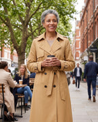 Persephone | Womens Leather Trench Coat Longline Belted — lifestyle