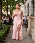 Rosalind | Long Sleeve Satin Maxi Dress Cowl Neck Evening Gown — lifestyle