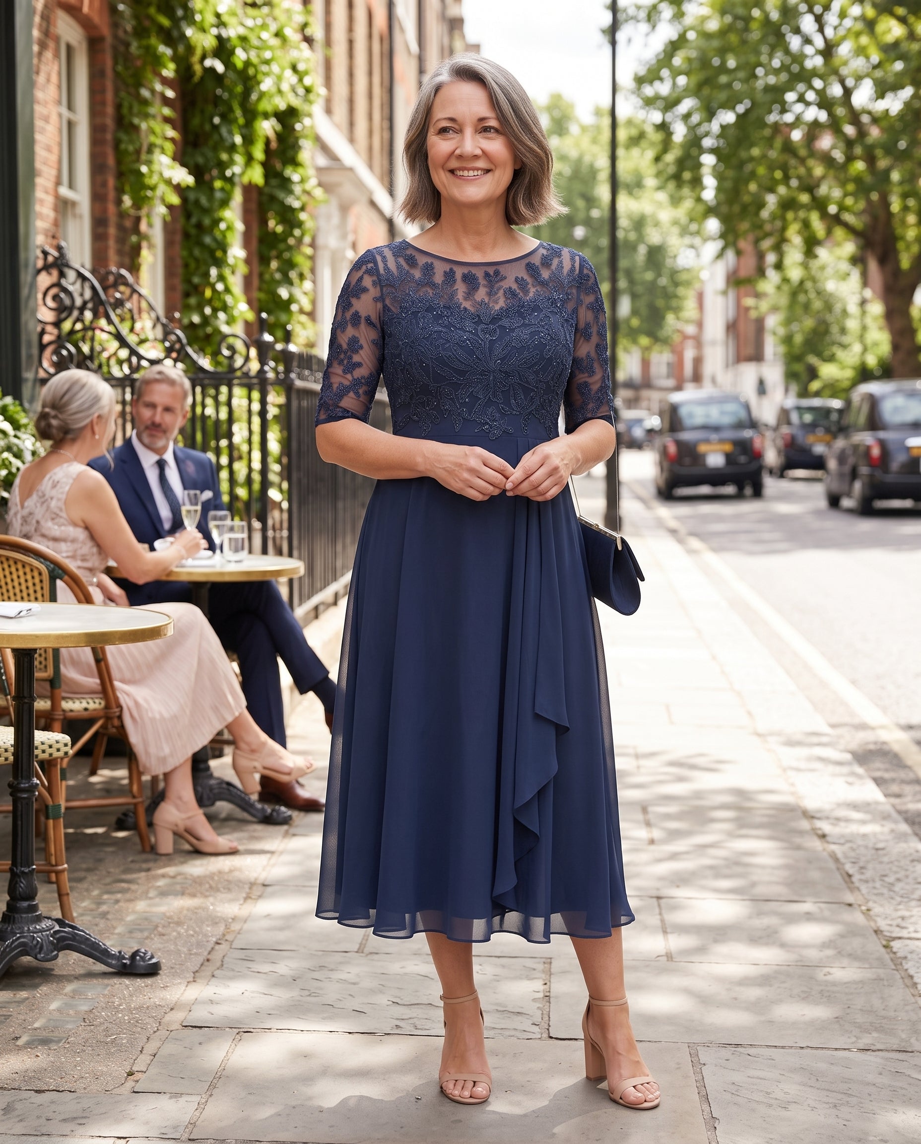 Sidonie | Embroidered Lace Midi Wedding Guest Dress — lifestyle