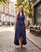 Wilhelmina | Satin Halter Evening Maxi Dresses For Formal Wear — lifestyle