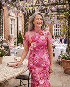 Agathe | Floral Appliqué Autumn Wedding Guest Dresses Midi — lifestyle
