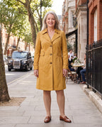 Solene | Womens Leather Trench Coat Tailored Long Blazer — lifestyle