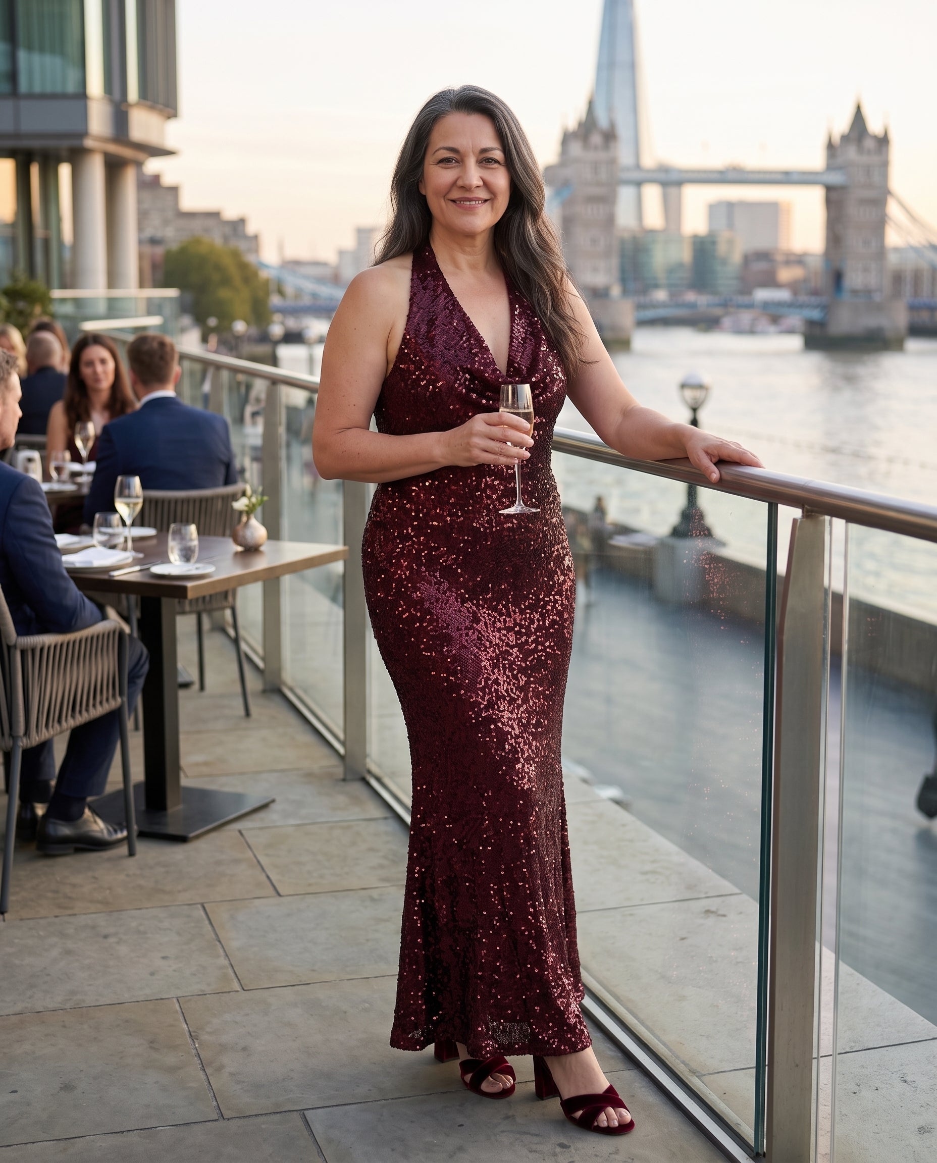 Ingrid | Sequin Halter Maxi Dress For Evening Occasions — lifestyle