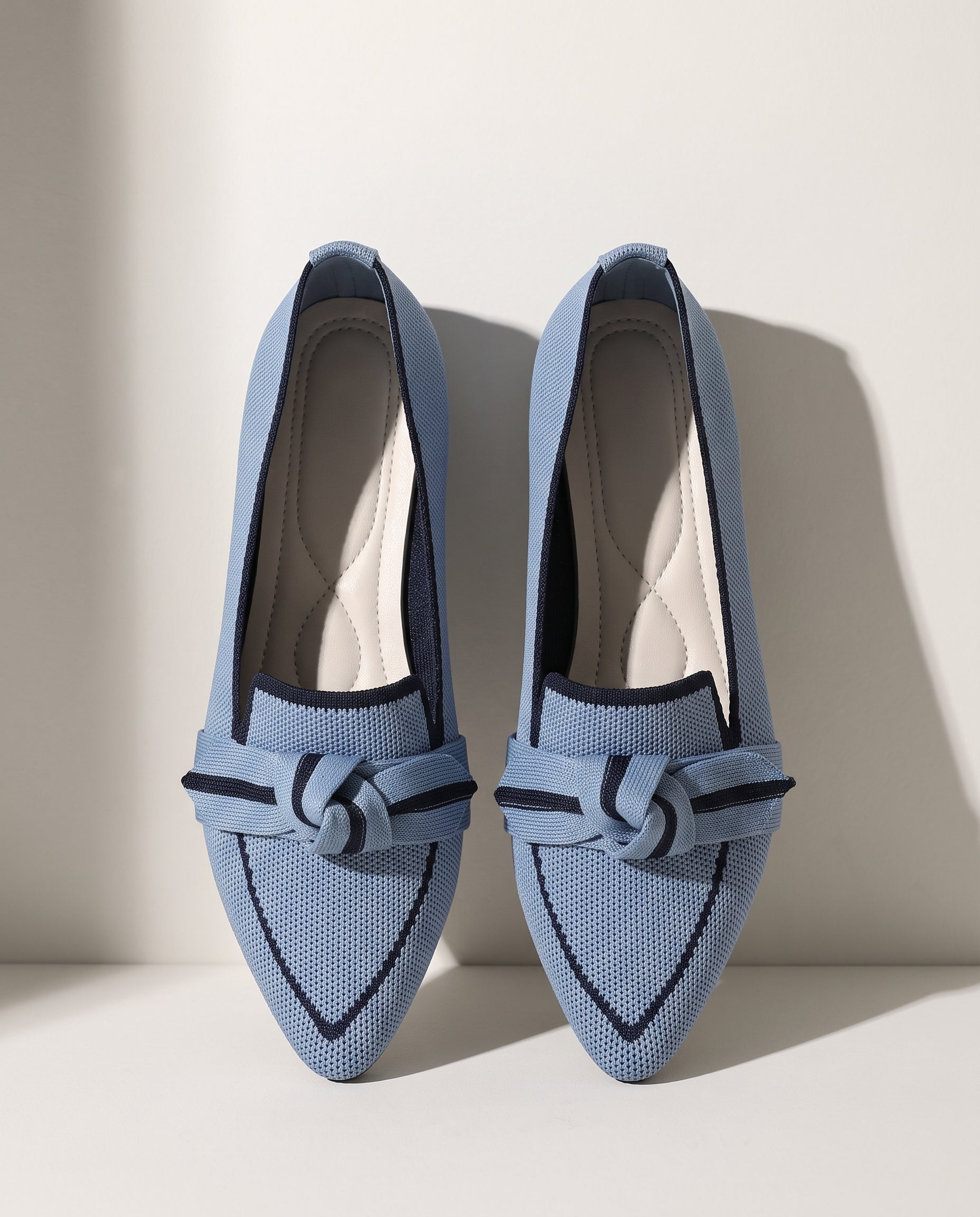 Manon | Pointed Toe Heeled Loafers For Work & Weekends — Light Blue