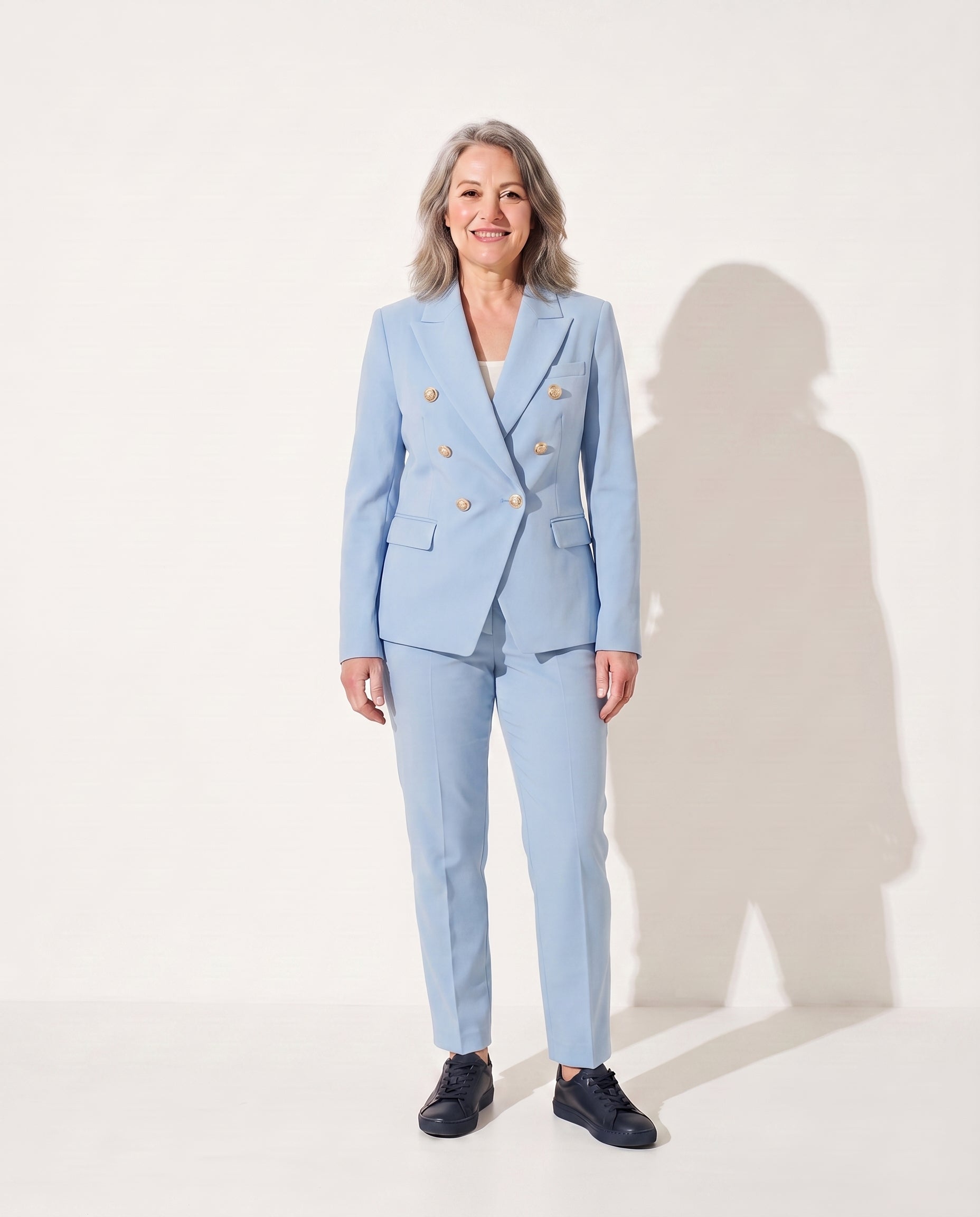 Persephone | Tailored Double-Breasted Jacket for Women — Light Blue