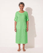 Noemie | Black Evening Dress with Draped A-Line Silhouette — Light Green