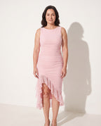 Romilly | Women Ruched Sleeveless Midi Autumn Wedding Guest Dresses — Light Pink
