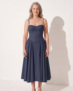 Aurelia | Red Corset Midi Dress Sweetheart Neckline Occasion — Navy