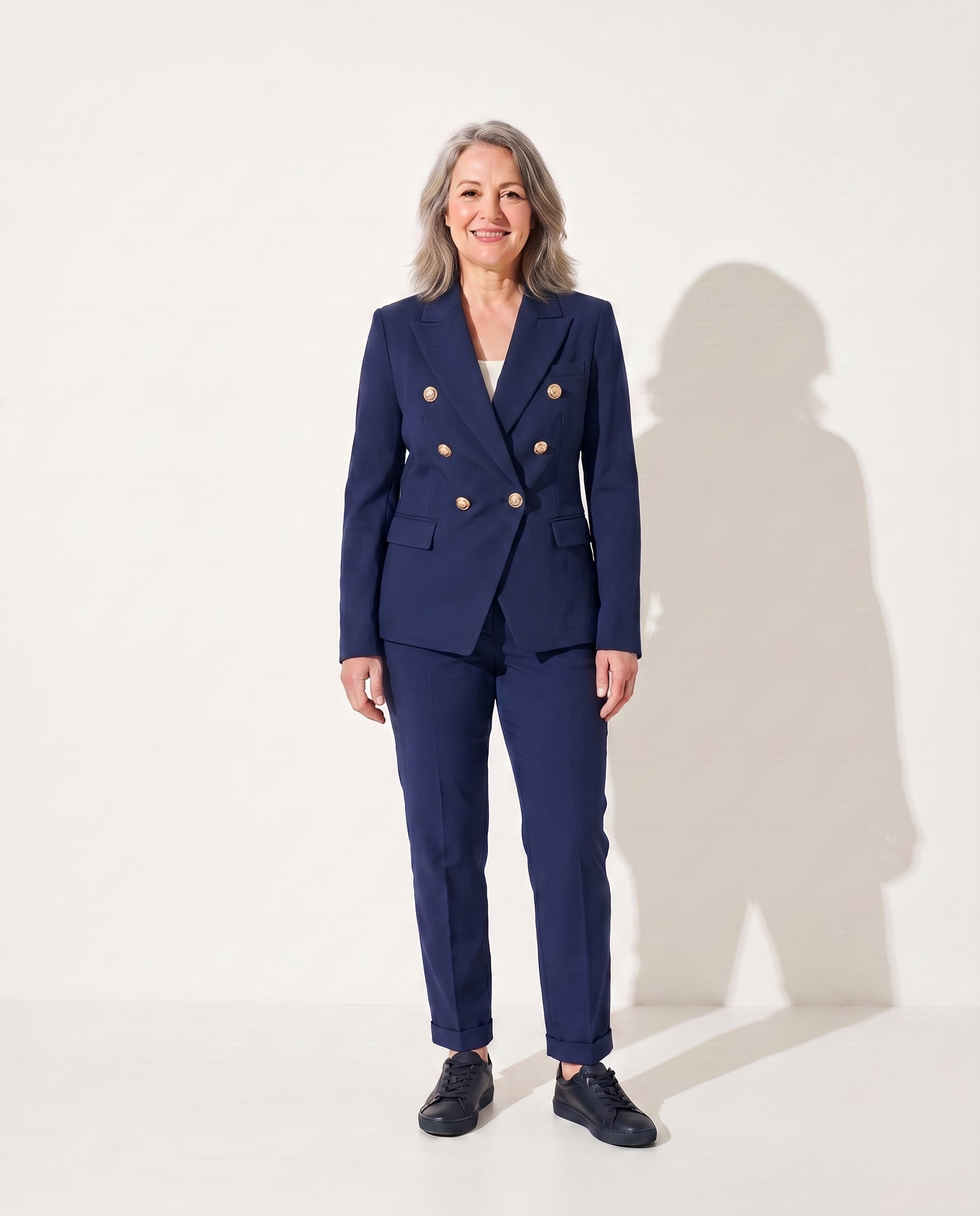 Persephone | Tailored Double-Breasted Jacket for Women — Navy Blue