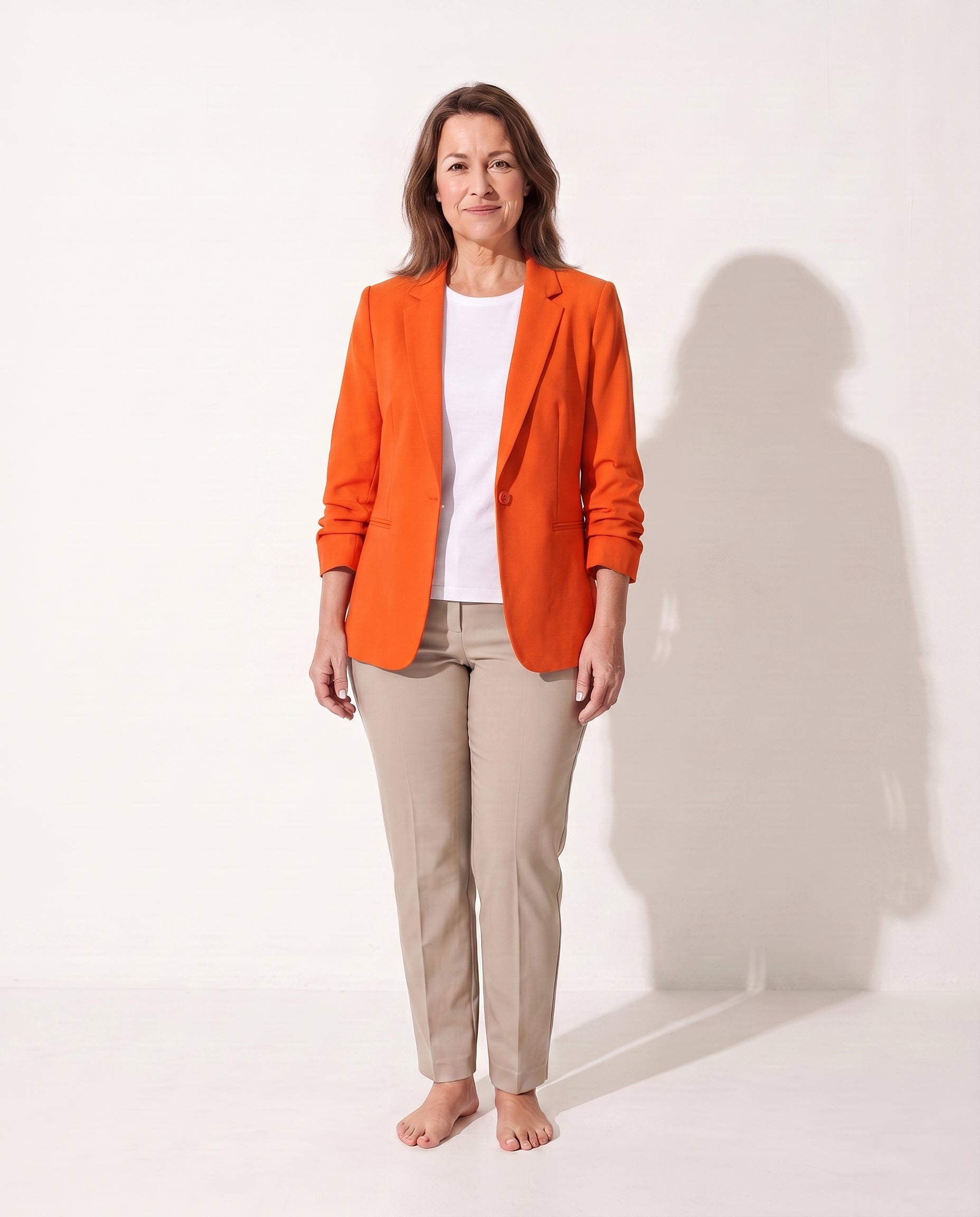 Persephone | Womens Velvet Blazer One Button Tailored Jacket — Orange
