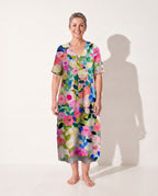 Theodora | Floral Long Sleeve Midi Dress for Garden Parties — Pink