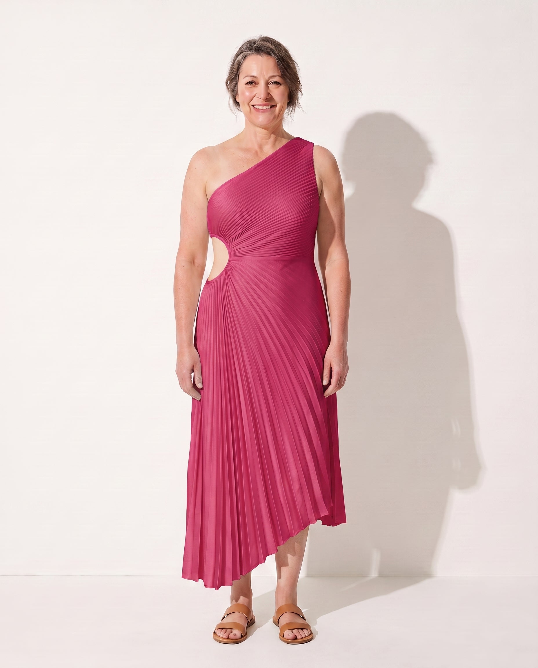 Aurelia | Long Sleeve Wedding Guest Dresses Maxi Formal Gown — Pink