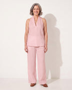Josephine | Camel Wide Leg Trousers Halterneck Co-Ord Set — Pink