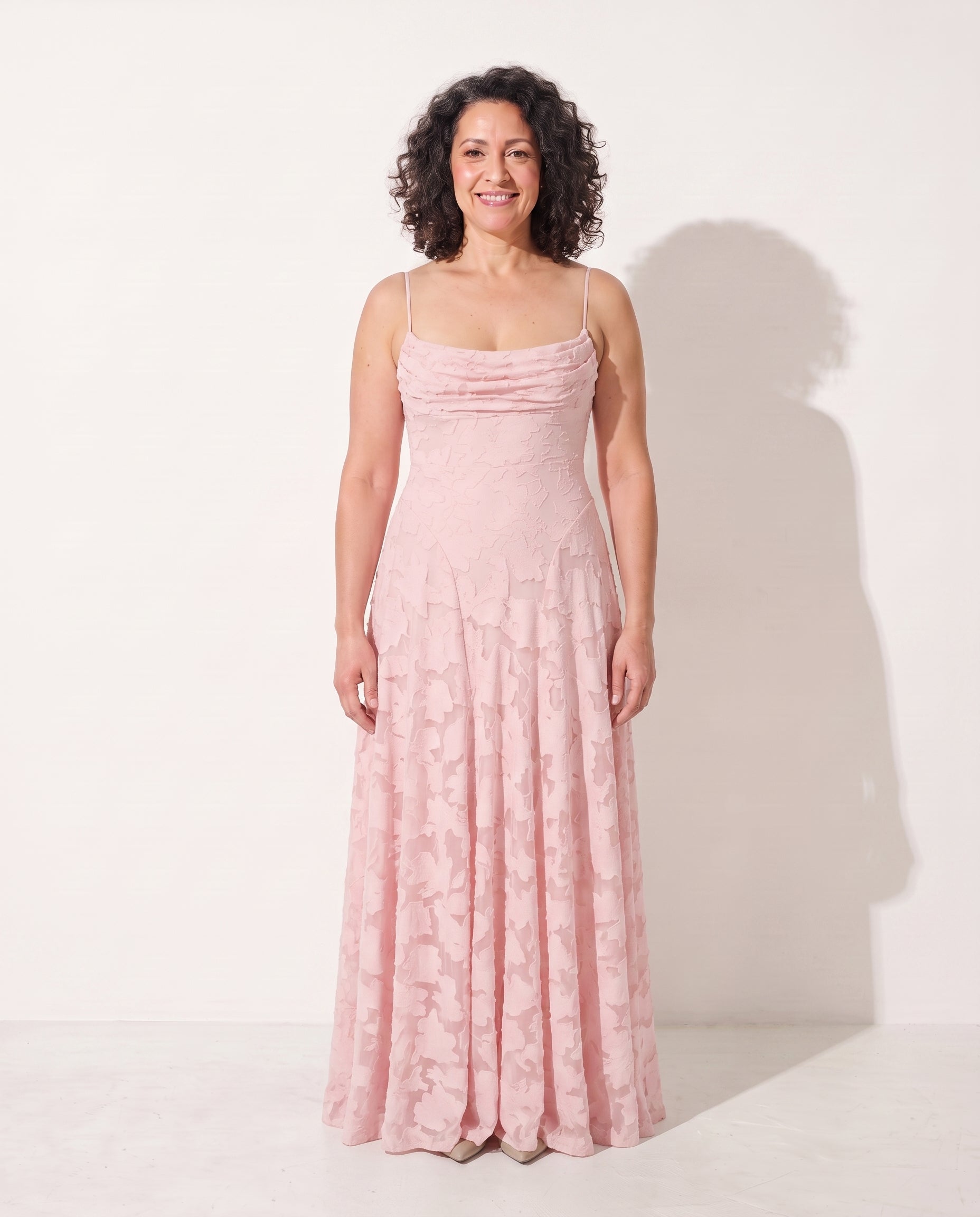 Edith | Textured Floral Formal Dresses Maxi Occasion — Pink