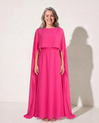 Xanthe | Draped Cape Evening Maxi Dresses For Special Occasions — Pink