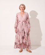 Isadora | Long Sleeve Floral Maxi Wedding Guest Dresses — Pink (5 Left)