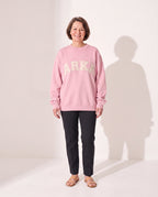 Vivienne | Women Varsity Jacket Oversized Fleece Hoodie — Pink with Cream Letters