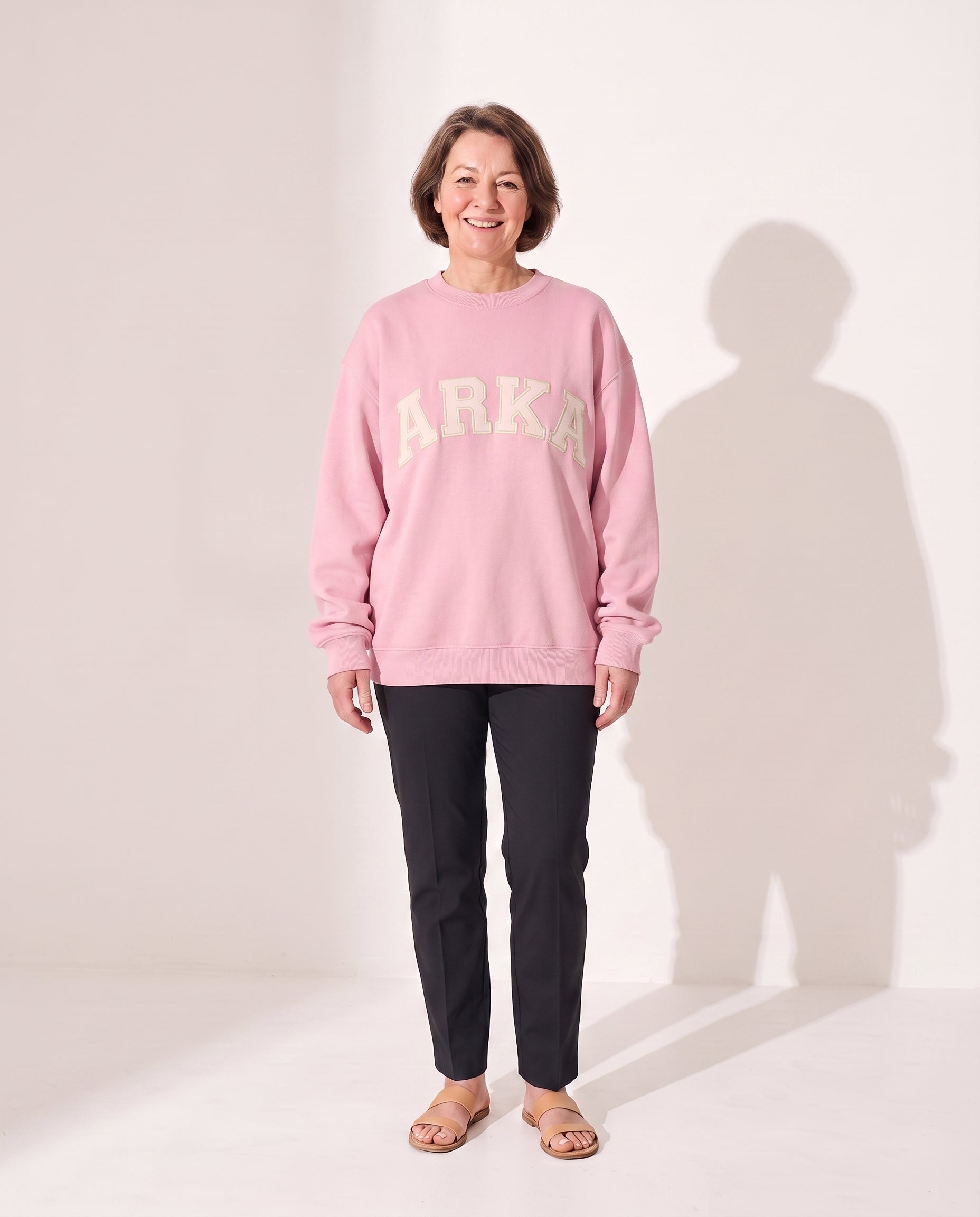 Vivienne | Women Varsity Jacket Oversized Fleece Hoodie — Pink with Cream Letters