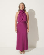 Daphne | Cinderella Cowl Neck Slip Wedding Dress Midi — Purple