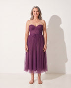 Pascale | Elegant Midi Dresses For Women Wedding Guest Occasion — Purple