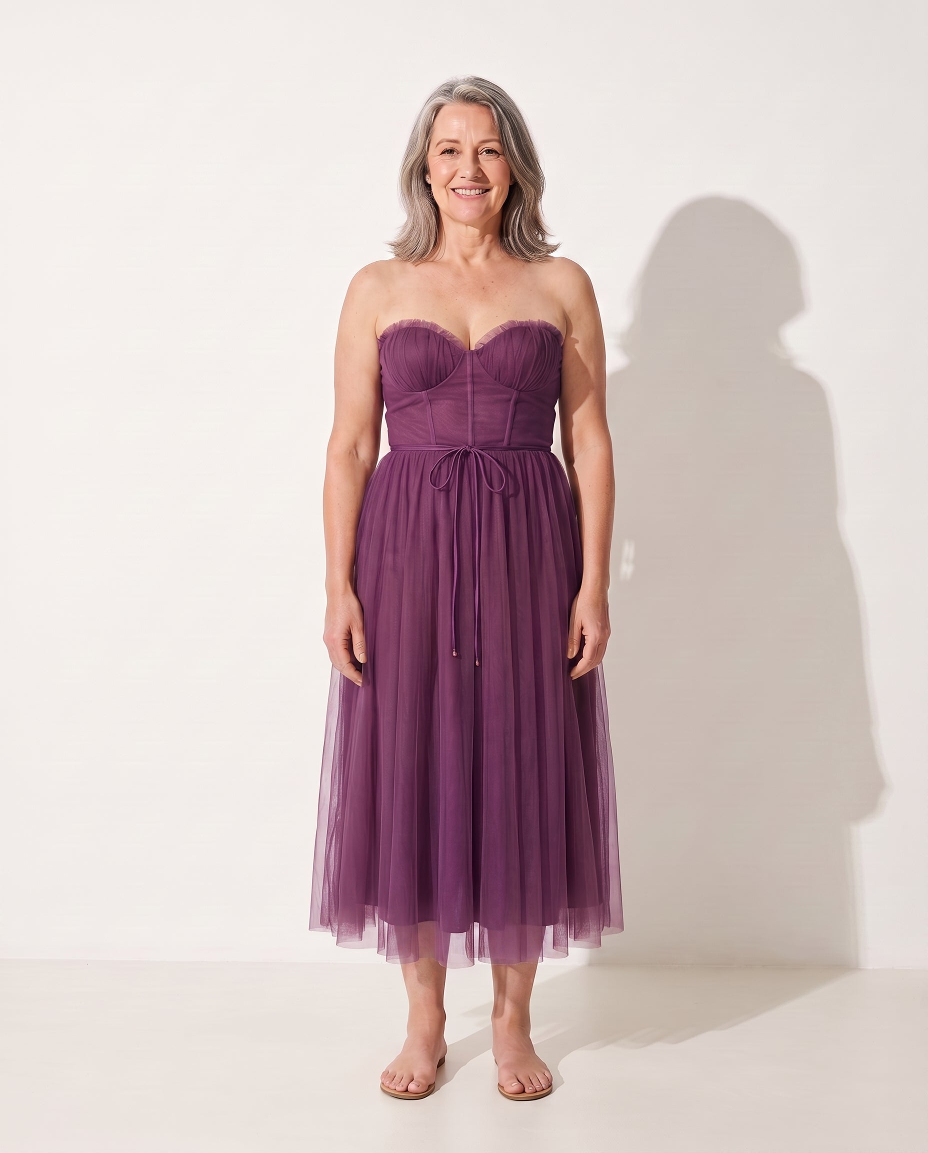 Pascale | Elegant Midi Dresses For Women Wedding Guest Occasion — Purple