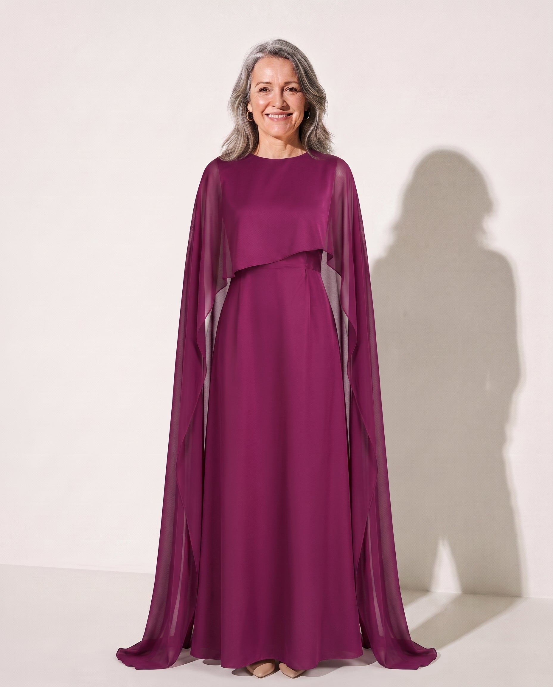 Xanthe | Draped Cape Evening Maxi Dresses For Special Occasions — Purple