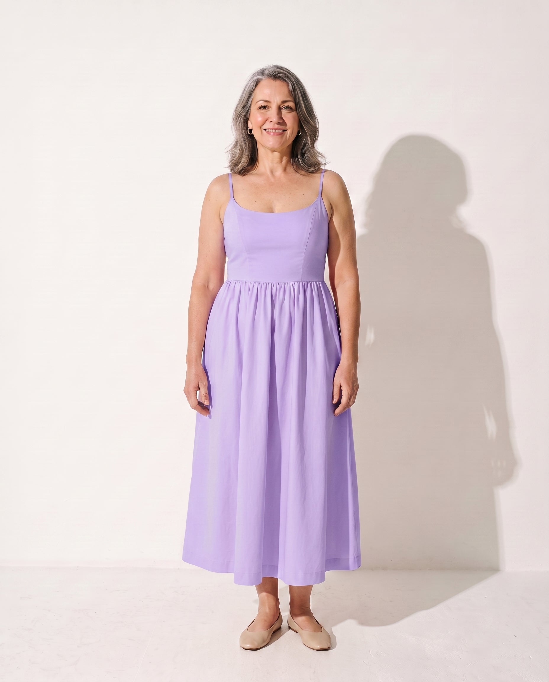 Adeline | Strappy Scoop Neck Evening Dresses Midi — Purple