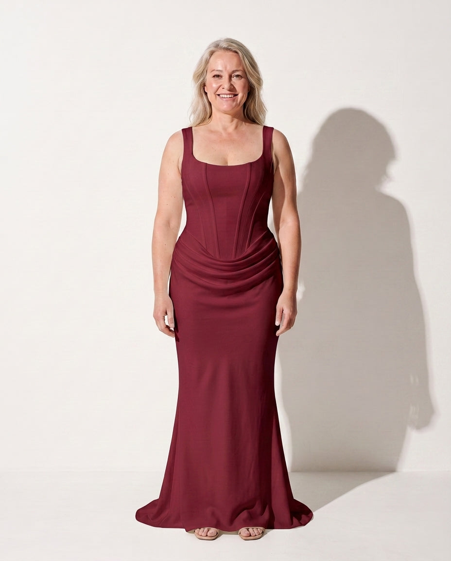 Ursula | Plus Size Special Occasion Dresses Corset Fishtail Maxi — Red