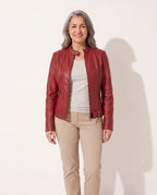 Helena | Womens Motorcycle Jacket in Premium Vegan Leather — Red