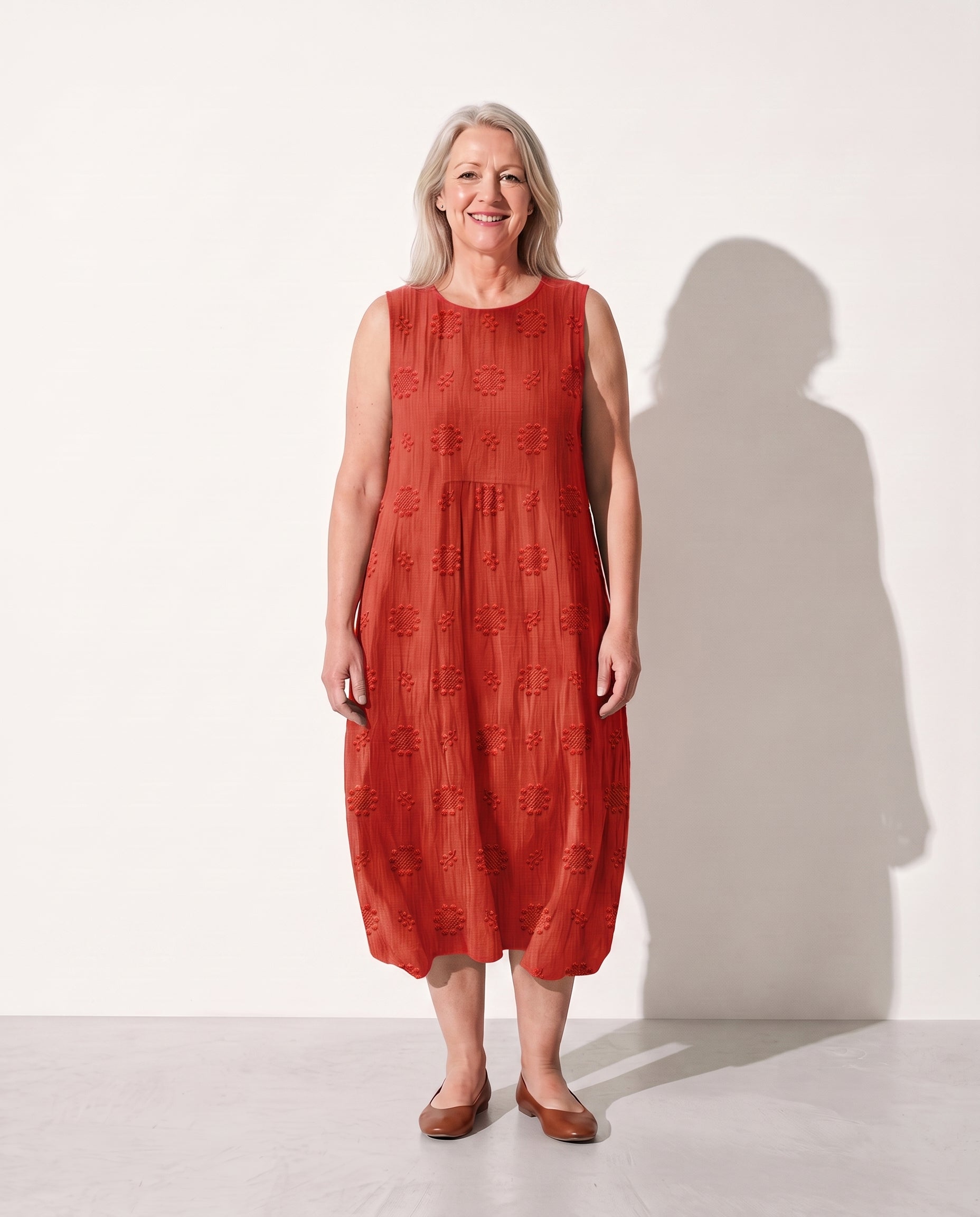 Evangeline | Elegant Embroidered Floral Dresses For Women — Red