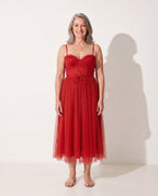 Pascale | Elegant Midi Dresses For Women Wedding Guest Occasion — Red