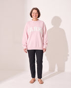 Vivienne | Women Varsity Jacket Oversized Fleece Hoodie — Soft Pink with White Letters