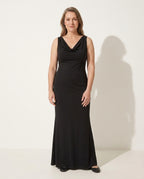Anouk | Cinderella Satin Cowl Neck Wedding Guest Maxi Dress — voorkant