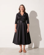 Bridget | Women's Formal Midi Dress with Structured Bodice — voorkant