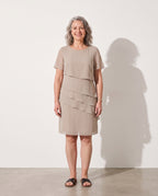 Hermione | Long Sleeve Tiered Chiffon Midi Dress For Occasions — voorkant
