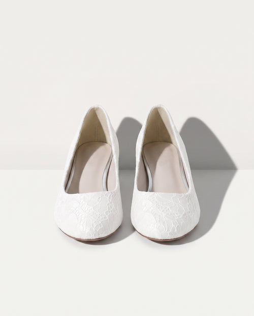 Apolline | Lace Wedding Shoes Low Heel Bridal Flats — voorkant