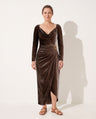 Mirabelle | Formal Midi Dress In Soft Drape Fabric