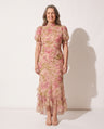 Albane | Floral Print Puff Sleeve Ruffle Maxi Dress