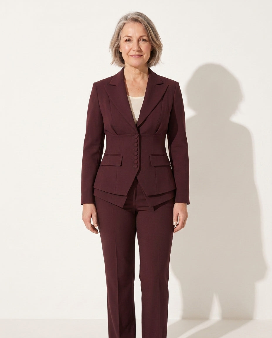 Anouk | Tailored Wide Leg Trousers Blazer Suit Set — voorkant
